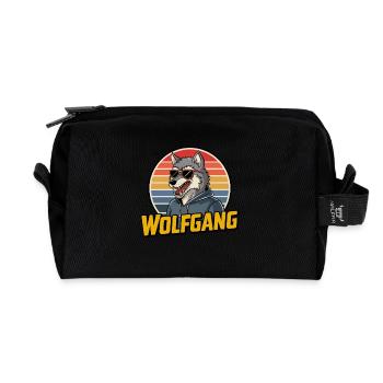 Wolfgang Wolf Retro Stil mit Sonnenbrille - Recycelte Kulturtasche - Schwarz - Vorne