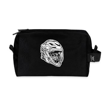Lacrosse Helmet Sketch - Recycled Toiletry Zip Bag - black - Front