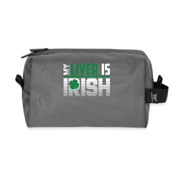 St Patrick's Day My Liver Is Irish - Recycled Toiletry Zip Bag - anthracite - Front