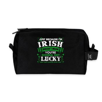 St Patrick's Day I am Lucky Irish - Recycled Toiletry Zip Bag - black - Front