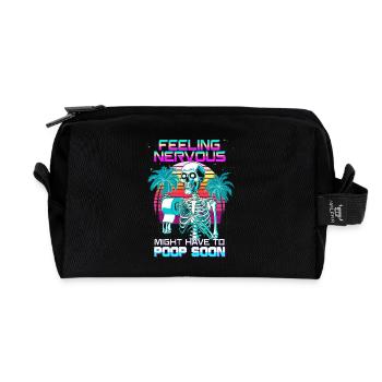 SCI, squelette, caca, humour, intestin irritable, syndrome - Trousse de toilette en tissu recyclé - noir - Devant