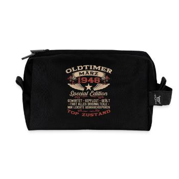 77. Geburtstag Oldtimer März Jahrgang 1948 - Recycelte Kulturtasche - Schwarz - Vorne