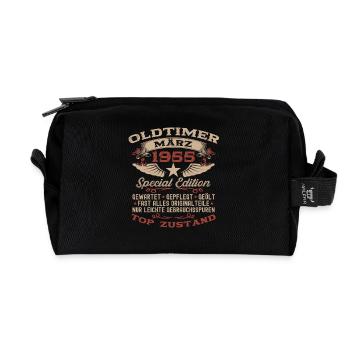 70. Geburtstag Oldtimer März Jahrgang 1955 - Recycelte Kulturtasche - Schwarz - Vorne