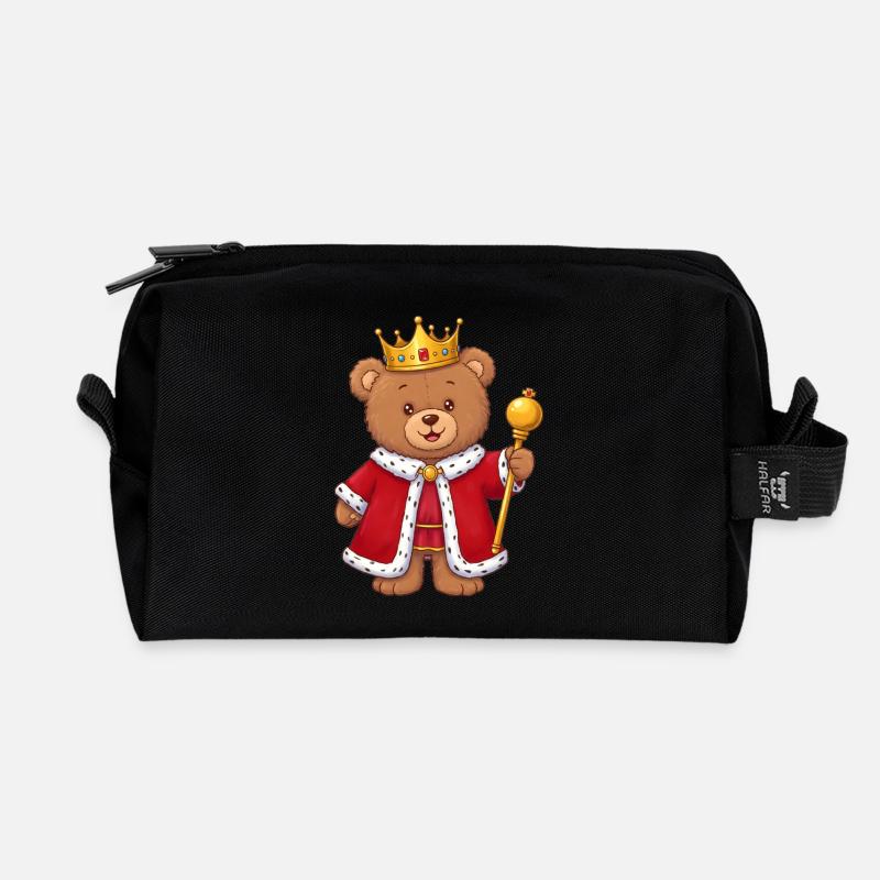 Teddy Bear King - Recycled Toiletry Zip Bag - black
