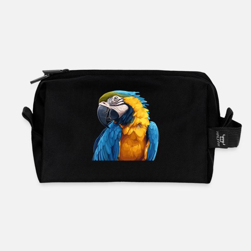 Papageie Papagei - Recycelte Kulturtasche - Schwarz