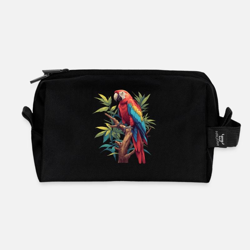 Papageie Papagei - Recycelte Kulturtasche - Schwarz