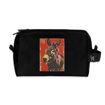 Retro Esel – Vintage Tiermotiv - Recycelte Kulturtasche - Schwarz - Vorne