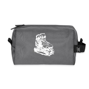 Roller Skates Zeichnung - Recycelte Kulturtasche - Anthrazit - Vorne