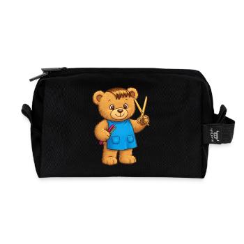 Teddybär Friseur - Recycelte Kulturtasche - Schwarz - Vorne