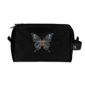 Schmetterling Code: Cyber Schönheit der Natur und - Recycelte Kulturtasche - Schwarz - Vorne