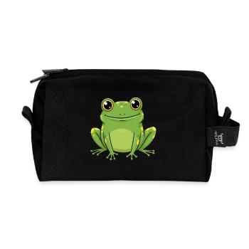 Tier Cartoon Frosch - Recycelte Kulturtasche - Schwarz - Vorne