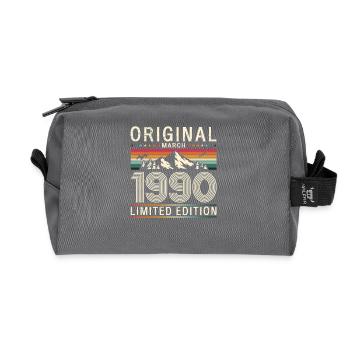 35th Birthday Gift Husband Original March 1990 - Recycled Toiletry Zip Bag - anthracite - Front