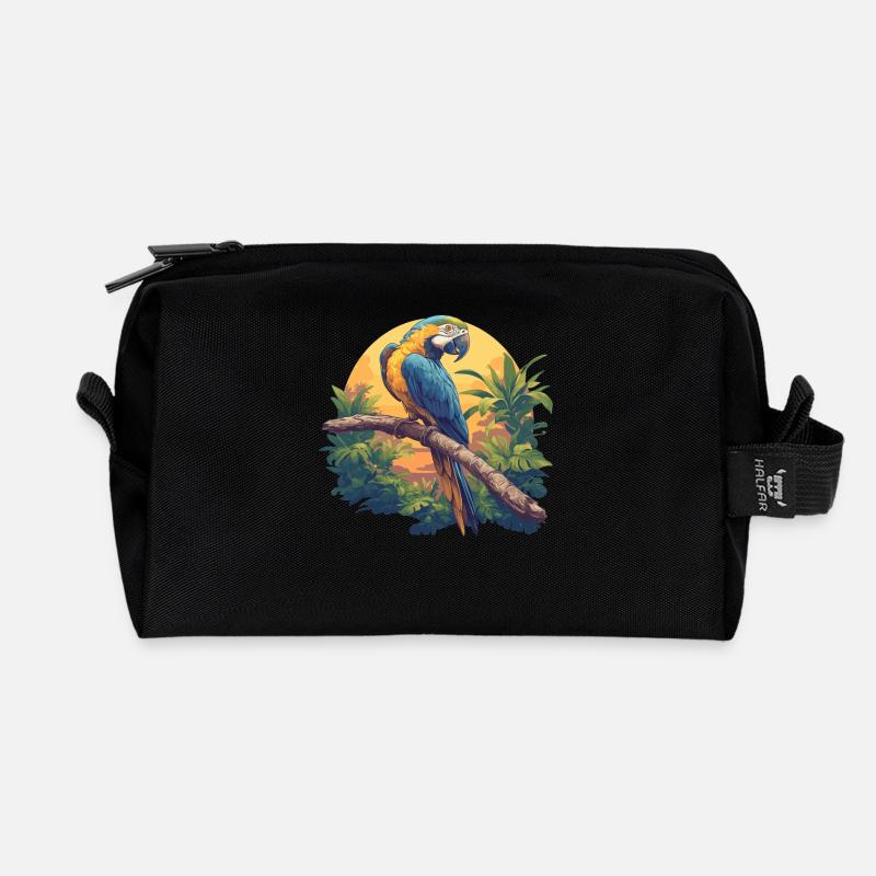 Papageie Papagei - Recycelte Kulturtasche - Schwarz