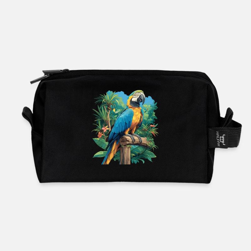 Papageie Papagei - Recycelte Kulturtasche - Schwarz