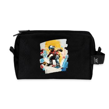 Snowboarder Pulverschnee - Recycelte Kulturtasche - Schwarz - Vorne