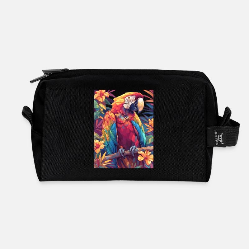 Papageie Papagei - Recycelte Kulturtasche - Schwarz