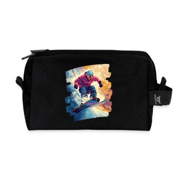 Snowboarder Pulverschnee - Recycelte Kulturtasche - Schwarz - Vorne