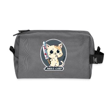 Neko Chef – Freche Katze mit Kochmesser - Recycelte Kulturtasche - Anthrazit - Vorne