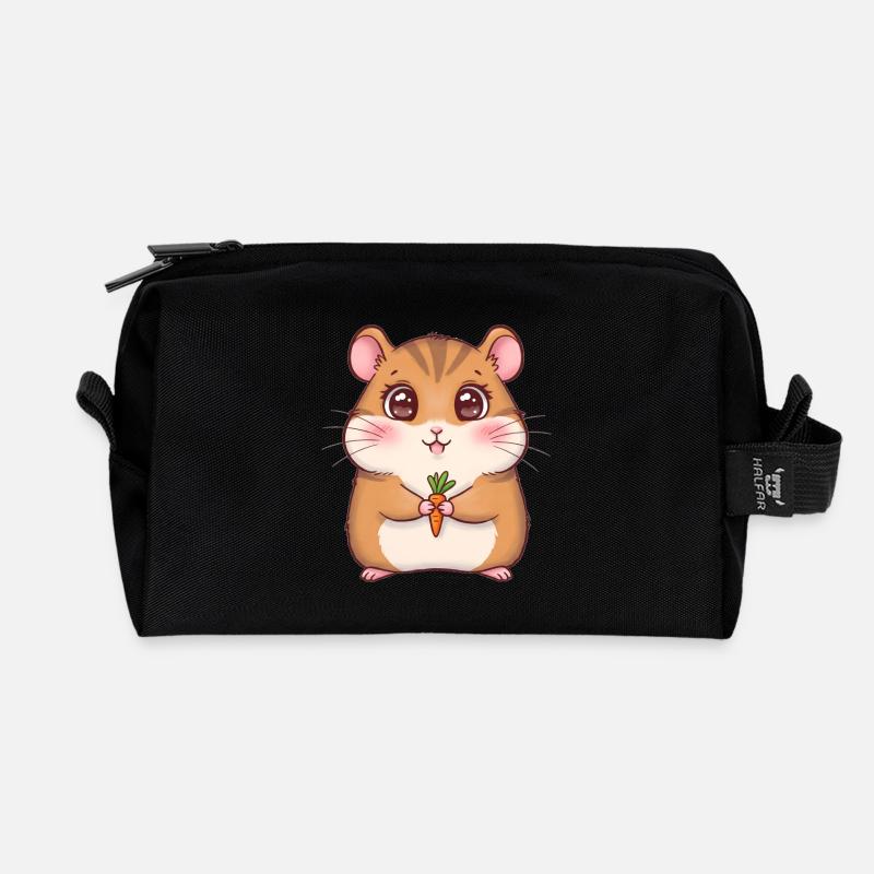 Tier Cartoon Hamster - Recycelte Kulturtasche - Schwarz