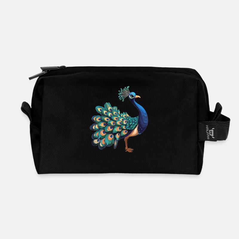Pfaue Pfau - Recycelte Kulturtasche - Schwarz