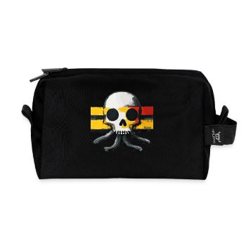 Skull with tentacles and flag - Recycled Toiletry Zip Bag - black - Front