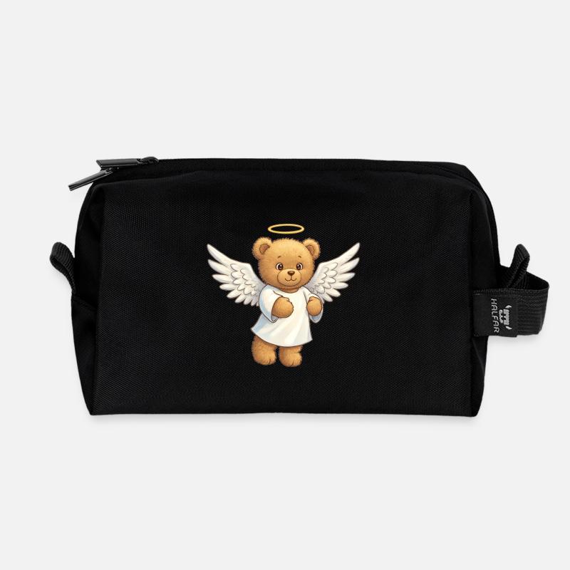 Teddybär Engel - Recycelte Kulturtasche - Schwarz