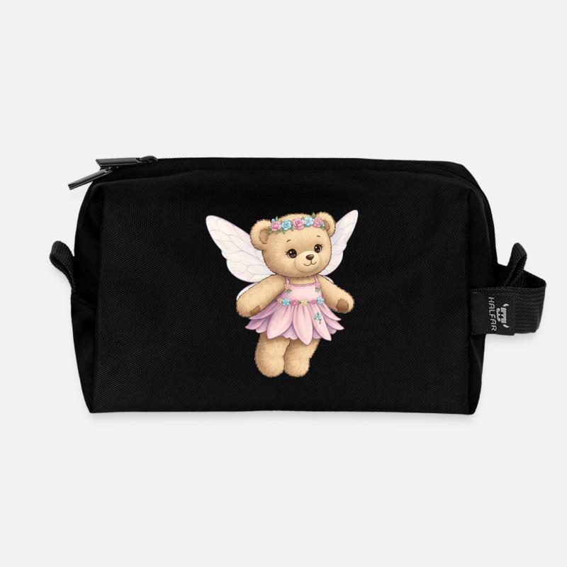 Teddybär Fee - Recycelte Kulturtasche - Schwarz