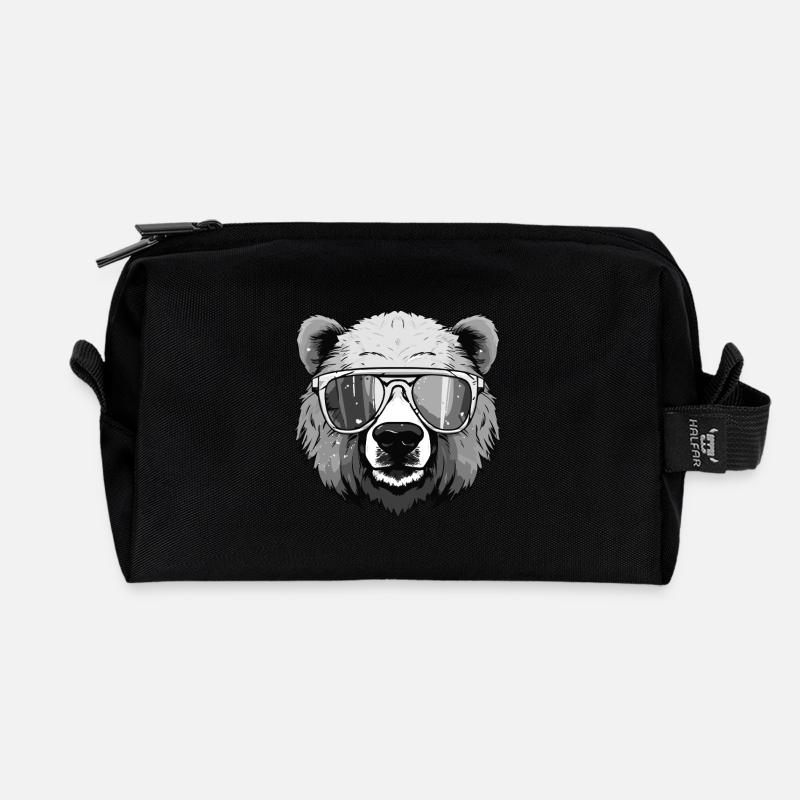 Eisbär Kopf Cool Polar bär - Recycelte Kulturtasche - Schwarz