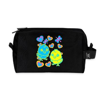 Pâques Enfants Enfant poussin Rétro des années 80 des années 90 - Trousse de toilette en tissu recyclé - noir - Devant