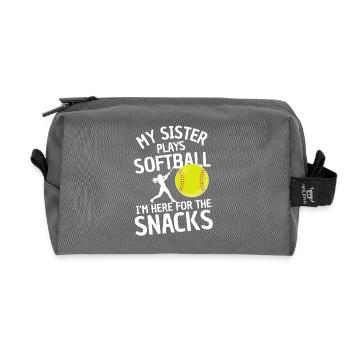 Lustiger Softball Spruch Geschwister - Recycelte Kulturtasche - Anthrazit - Vorne