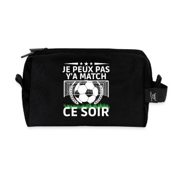 Je peux pas, y’a match ce soir - Trousse de toilette en tissu recyclé - noir - Devant