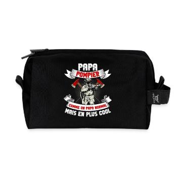 Papa pompier, encore plus cool - Trousse de toilette en tissu recyclé - noir - Devant