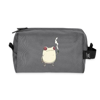 Red-eyed frog and cannabis flower - Recycled Toiletry Zip Bag - anthracite - Front