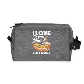 Ich Liebe Jesus Und Hot Dog Lover - Recycelte Kulturtasche - Anthrazit - Vorne