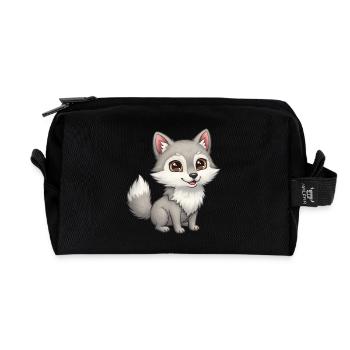 Animal Cartoon Wolf - Recycled Toiletry Zip Bag - black - Front