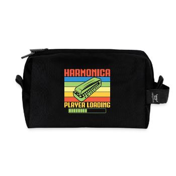 Funny Harmonica Player Loading Harmonica - Recycelte Kulturtasche - Schwarz - Vorne