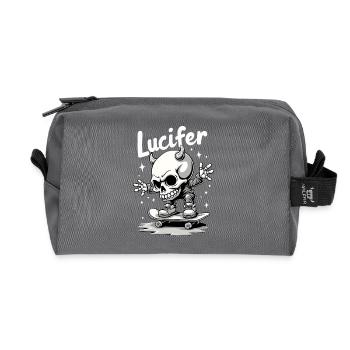 Skater Skelett Lucifer Teuflisch cool unterwegs - Recycelte Kulturtasche - Anthrazit - Vorne