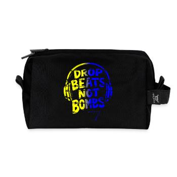 Drop Beats Not Bombs yellow blue - Recycled Toiletry Zip Bag - black - Front