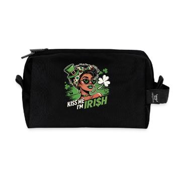 St. Patrick's Day Kiss Me I'm Irish Design - Recycelte Kulturtasche - Schwarz - Vorne