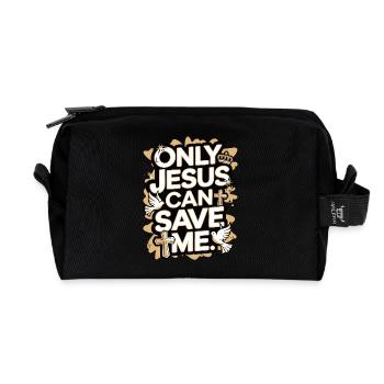 Only Jesus can save me christliches Design - Recycelte Kulturtasche - Schwarz - Vorne