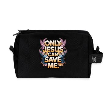Only Jesus can save me christliches Design - Recycelte Kulturtasche - Schwarz - Vorne