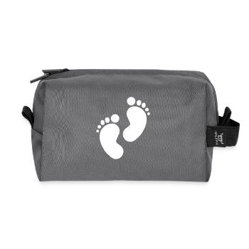 Baby Fußabdruck, Babyfüße - Recycelte Kulturtasche - Anthrazit - Vorne