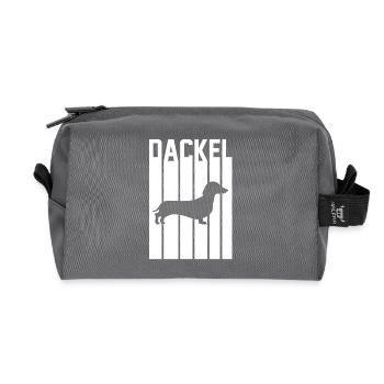 Hund Dackel - Recycelte Kulturtasche - Anthrazit - Vorne