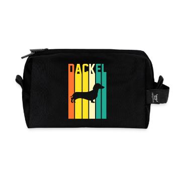 Hund Dackel - Recycelte Kulturtasche - Schwarz - Vorne