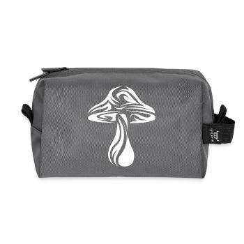 Mushroom Illustration - Pattern of Nature - Recycled Toiletry Zip Bag - anthracite - Front