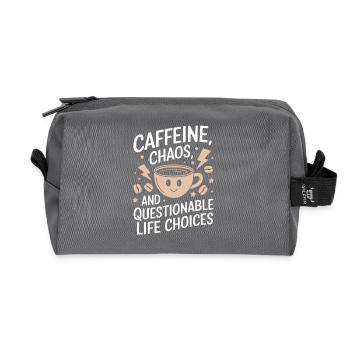 Caffeine Coffee Saying Coffee Drinker - Recycled Toiletry Zip Bag - anthracite - Front