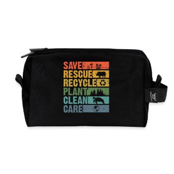 Earth Day - Recycled Toiletry Zip Bag - black - Front