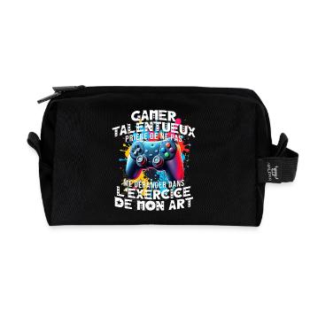 Gamer passionné de jeux vidéo console geek gaming - Trousse de toilette en tissu recyclé - noir - Devant