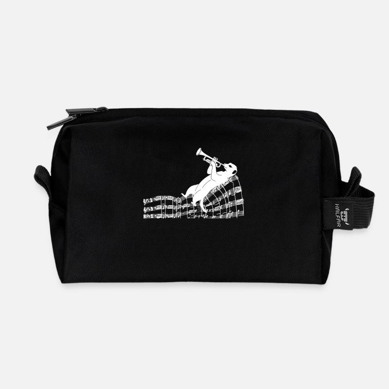 Musikalisches Erdmännchen mit Trompete und Noten - Recycelte Kulturtasche - Schwarz