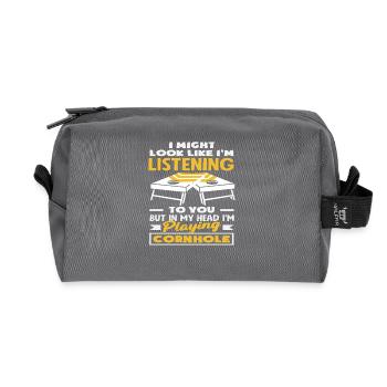 Cornhole lovers think of cornhole - Recycled Toiletry Zip Bag - anthracite - Front